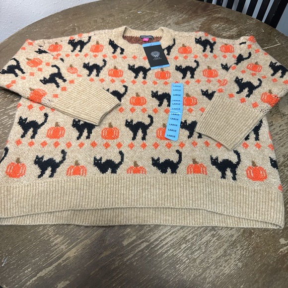 Vince Camuto Tan and Orange Halloween Sweater - Picture 1 of 2